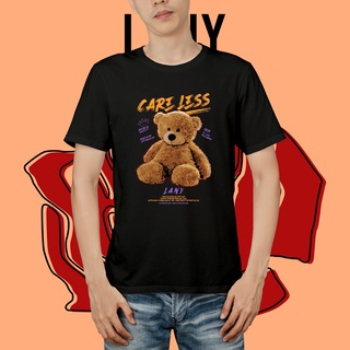 แขนสั้นcrew neckLany GRAPHIC TEE - CARELESS TEDDY GGBBXX เสื้อยืดพรีเมี่ยม คุณภาพ สีดํา สีขาว สีกรมท่า S-XXXXL