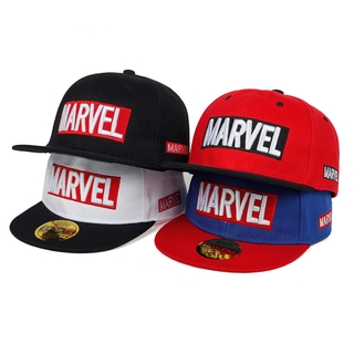 หมวกเบสบอลผ้าฝ้ายปักลายตัวอักษร Marvel สไตล์ฮิปฮอป