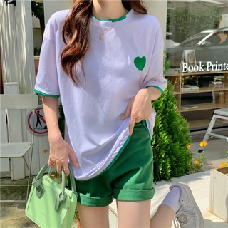 Suxi เสื้อยืดลําลอง คอกลม แขนสั้น ปักลาย ทรงหลวม เข้ากับทุกการแต่งกาย สไตล์สตรีท แฟชั่นฤดูร้อน สําหรับสตรี