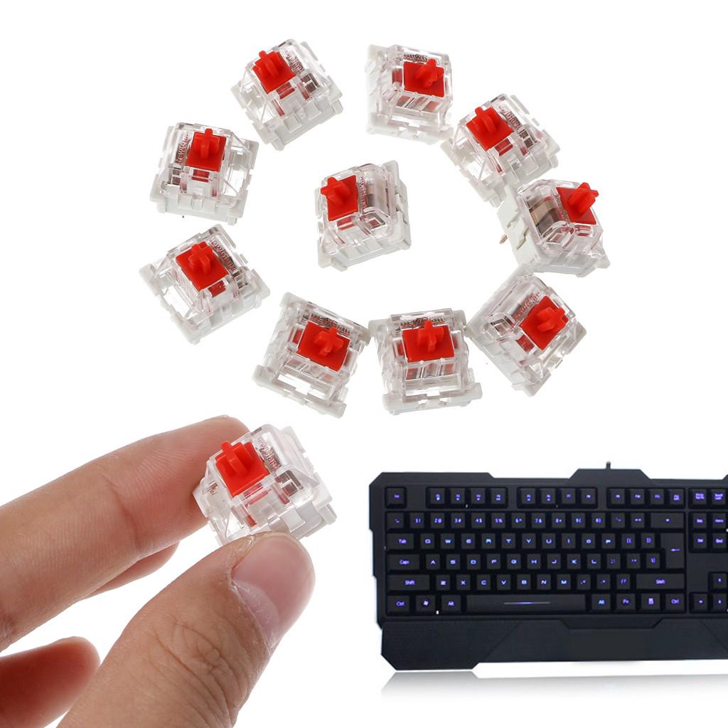 10 ชิ้น 3 Pin Mechanical แป้นพิมพ์สวิทช์สีแดง