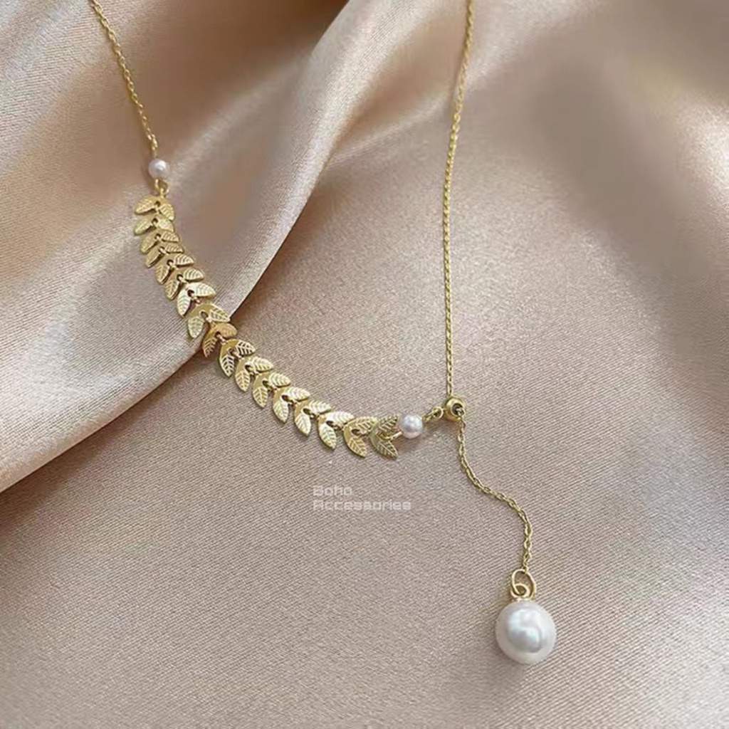 (ไม่เป็นสนิม) สร้อยคอลอเรลใส่ได้ 2 แบบ Iris Boho Accessories