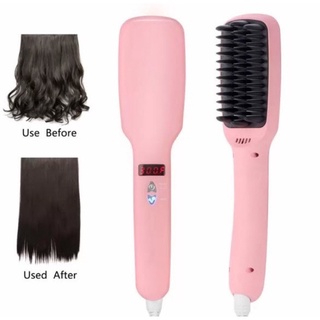 หวีผมตรง Product details of Yuriko  หวีไฟฟ้า หวีรีดผมตรง 2 in 1 Heating Ionic Hair Straight (สีชมพู)