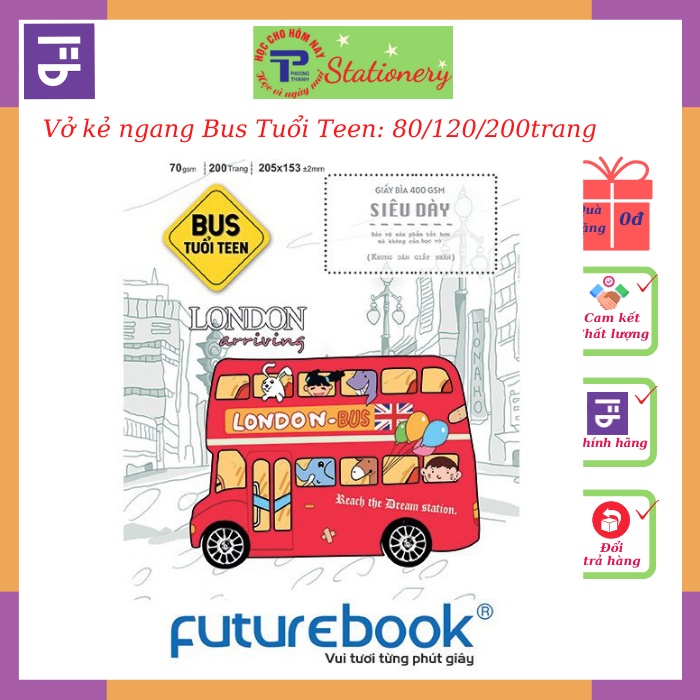 Futurebook สมุดโน๊ตนักเรียนแนวนอน Teen Bus B5 ขนาด - 80,120, 200 หน้า (17.5 x 25.5 ซม.) SV231