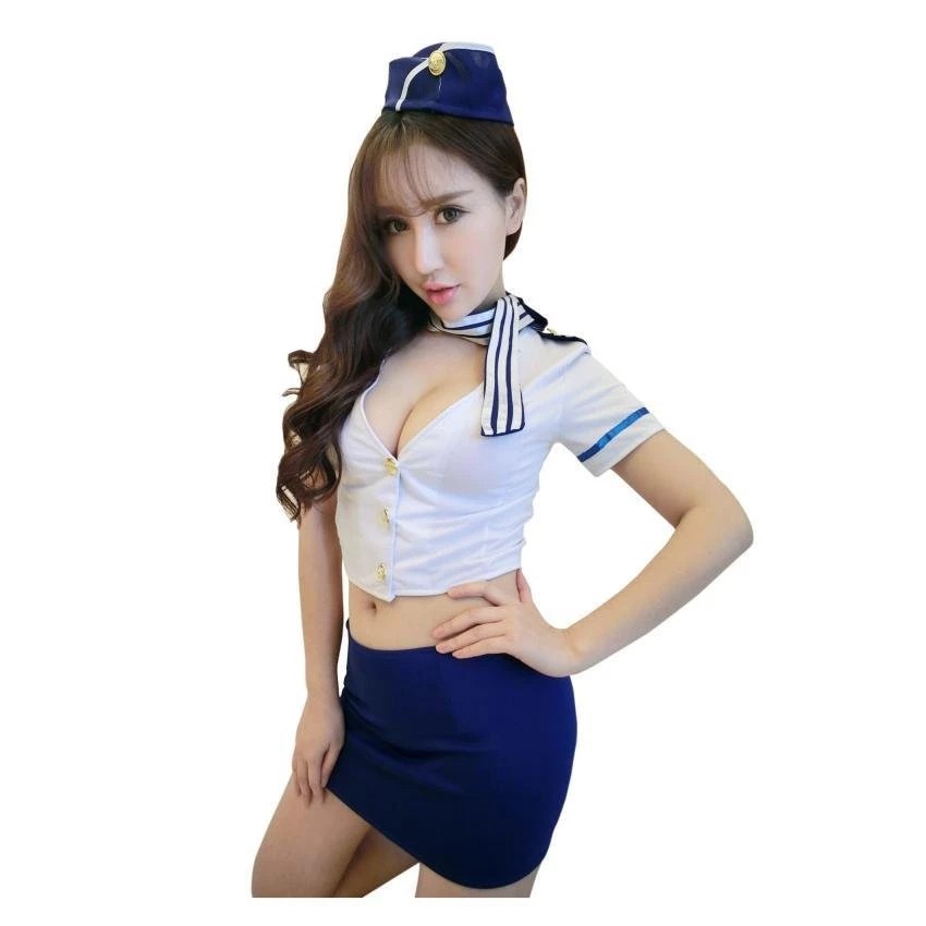 ชุดนอนเกาหลี กางเกงสตรีท NING  cosplay ชุดแอร์โฮสเตสส์เกาหลี รุ่น2028