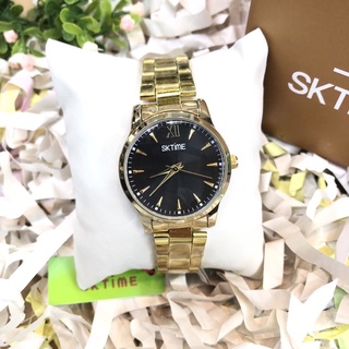 SK-TIME นาฬิกาข้อมือหญิงQuartz Analog 2 ATM กันน้ำ ตัวเรือนและสายสแตน2ไมครอน