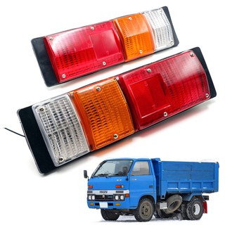 ไฟท้ายพร้อมหลอดไฟ+ขั้วไฟ ขวา+ซ้าย 2ชิ้น สีแดง+ส้ม+ใส Isuzu,Chevrolet KB Bedford S250 Truck LUV Chevy Pickup Mini 1984-93