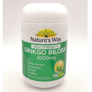 Natures Way Ginkgo Biloba 2000mg จิงโก๊ะบำรุงสมอง ความจำ จำนวน 100 + 20 เม็ด