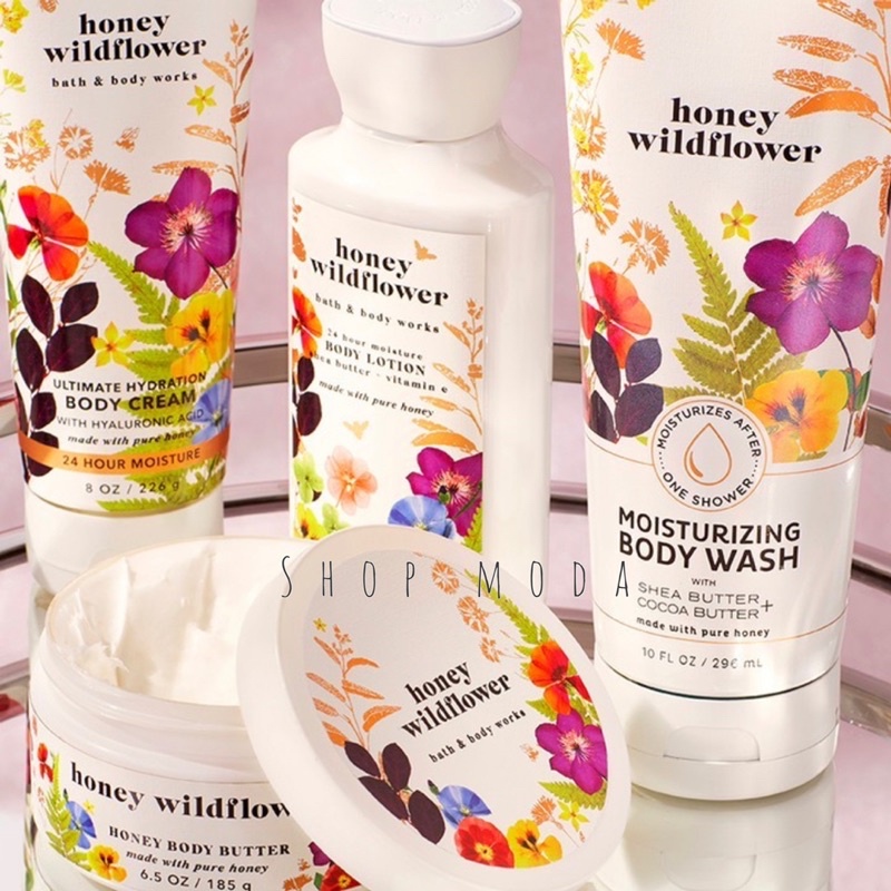 🌸 แท้💯% HONEY WILDFLOWER bath &amp; body works lotion cream mist Shower Gel scrub Butter  bodywash