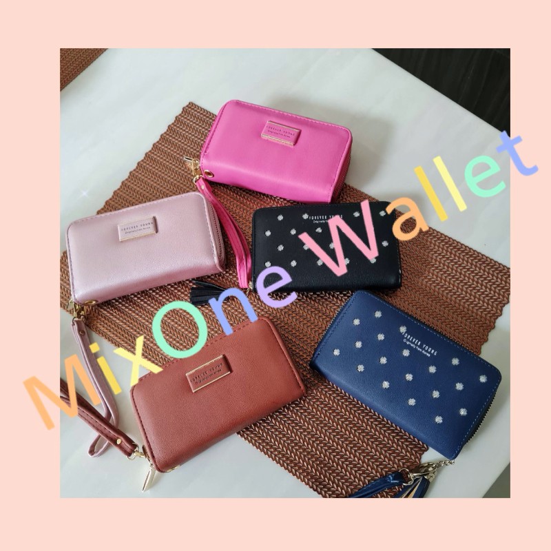 Wallet B กระเป๋าสตางค์ผู้หญิงแบบยาว กระเป๋าใส่เงิน สามารถใส่ได้หลายช่อง 4สี 2แบบ สินค้าพร้อมจัดส่ง