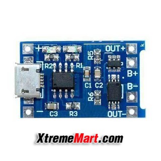 วงจรชาร์จ Ver.2 แบบมีวงจรป้องกัน TP4056 Micro USB 18650 Lithium Battery Module Charger Board (ชิ้นละ)