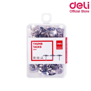 Deli 0022 Thumb Tack หมุดอเนกประสงค์ 100 ตัว หมุดอเนกประสงค์  หมุดเสียบกระดาษ อุปกรณ์ สำนักงาน