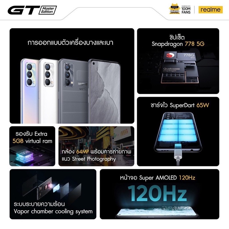 ใหม่ล่าสุด realme GT 2 Pro 12256 Snapdragon 8 Gen 1 6.7 120Hz ศูนย์ไทย ...