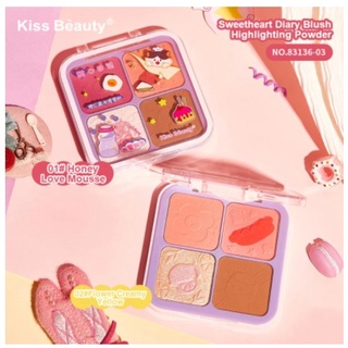 No.83136-03 Kiss Beauty Contour Palette Bronzer Highlighter Powder Blush All-In-One Palette บลัชออน เครื่องสำอางค์