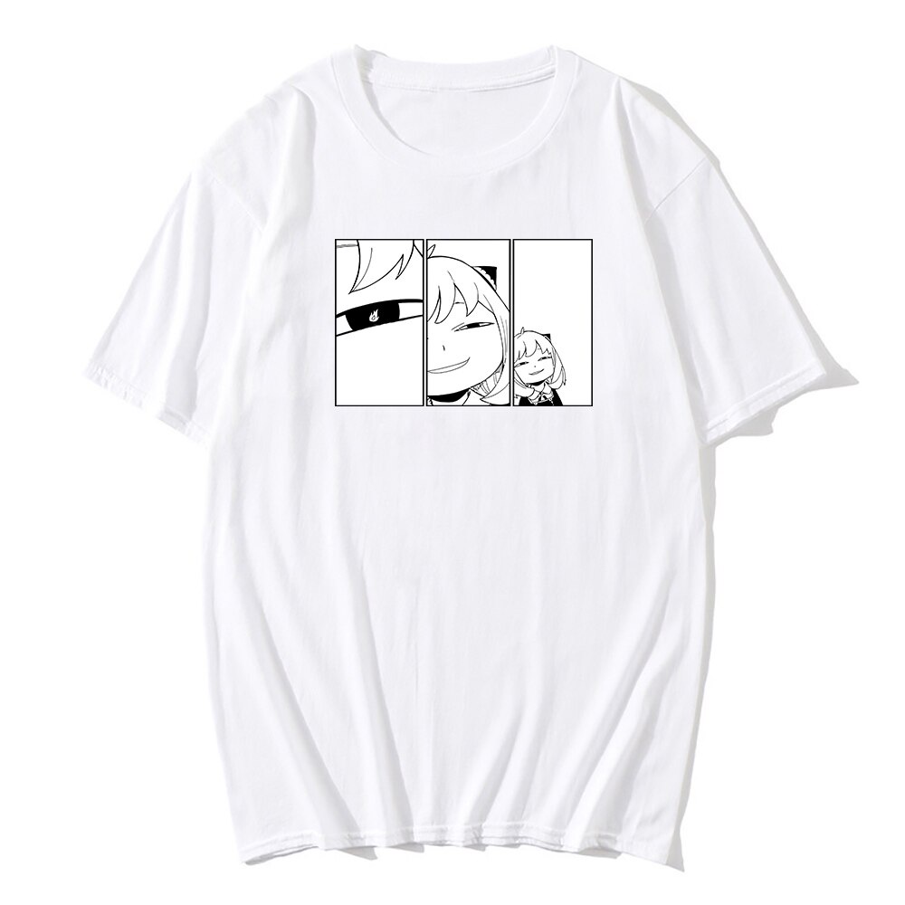 Cartoon Anya  Funny Face Manga Spy X Family T-shirt Men Clothing Cotton TShirts Harajuku T-shirts Graphic T Shirts #3