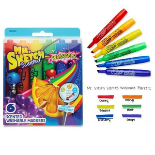 Mr. Sketch 1924009 Scented Washable Markers Chisel Pt 6/ST Ast ปากกามาร์คเกอร์หัวตัดแพค 6 ด้าม