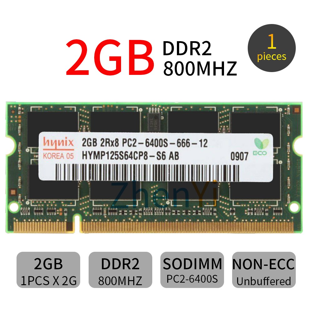 2GB PC 2-6400 S DDR2-800 MHz 200pin CL6 1.8 V SODIMM RAM Laptop Memory for hynix AD22