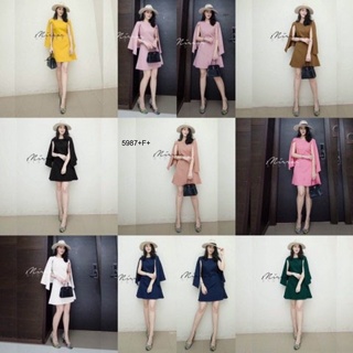 👗Pfashion [ส่งไว!!🚛] P5987 เดรสแขนผ่าsplit sleeve dress