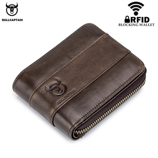 Bullcaptain 025 Dompet Pria Slim Bahan Kulit Sapi Holder Koin Anti Rfid