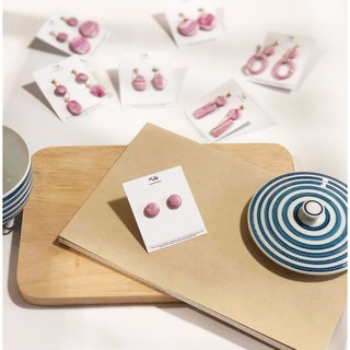 ต่างหูแฟชั่น ต่างหูวินเทจ Handmade Earring (สี Bubble Gum Pink)