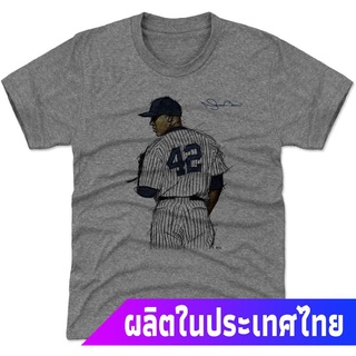 แขนสั้นcrew neckNew York Yankees MBL เบสบอลแขนสั้น  ระบายอากาศได้  คอกลม การพิมพ์แฟชั่น 500 LEVEL Mariano Rivera New Yor