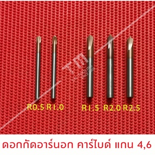 ดอกกัดลบคม R นอก คาร์ไบด์ แบบไม่มีแป้น ขนาด R0.5 - R4