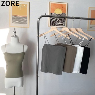 Zore ขายดี เสื้อสายเดี่ยว สีพื้น พร้อมแผ่นรองหน้าอก สายคล้องไหล่ แบบบาง เหมาะกับฤดูร้อน สําหรับผู้หญิง