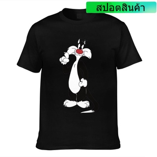 เสื้อยืดลําลอง แขนสั้น พิมพ์ลาย Syester The Cat น่ารัก สําหรับผู้ชาย QW246VB