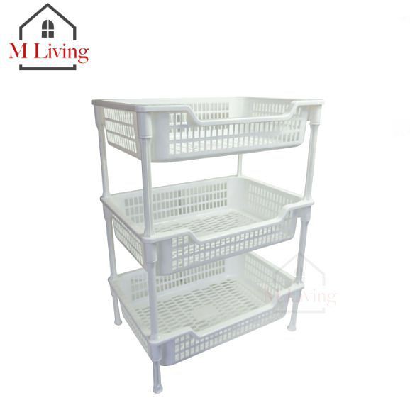 M LIVING AP1030 ชั้นวางของ 3 ชั้น สีขาว ขนาด 30 x 43 x 59 ซม.  (B8)