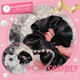 ยางมัดผมเนื้อผ้าซาตินสีดำ Black satin hairband. By oc.accessory