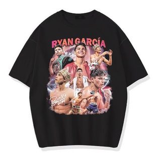 เสื้อยืดแขนสั้น พิมพ์ลาย RYAN GARCIA VINTAGE ขนาดใหญ่ สีเทาเข้ม และสีดํา