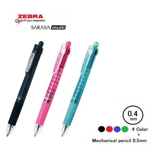 Zebra Sarasa Multi ปากกาลูกลื่น หัว 0.4 มม. + บอดี้ปากกา 3 สี ให้เลือก