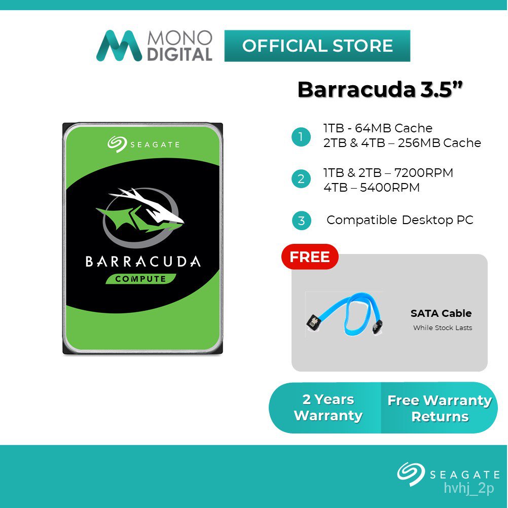 Seagate Internal Hard Disk Barracuda 3.5" Hard Drive HDD SATA 5400RPM/7200RPM for PC (4TB/
