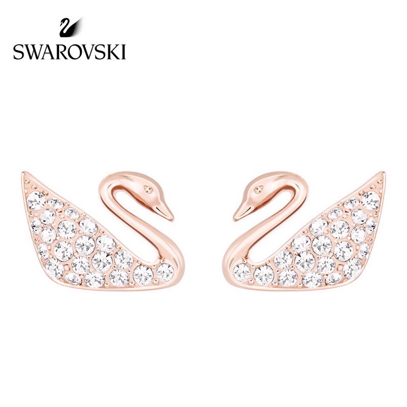 SALE แท้100% ต่างหู Swarovski Iconic Swan Pierced Earrings จาก Swan Collection แต่งด้วยคริสตัลสีขาว 