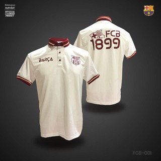 เสื้อโปโล ลิขสิทธิ์แท้ บาร์เซโลน่า Barcelona ( ชาย ) รุ่น FCB 001  สีขาว