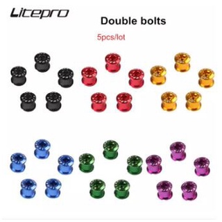 Litepro น็อตสกรูกะโหลกจักรยาน อะลูมิเนียมอัลลอย หลากสี สําหรับล้อโซ่ 5 ชิ้น ต่อล็อต