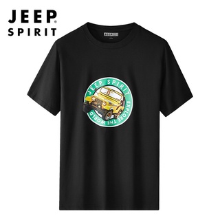 เสื้อยืดผ้าฝ้ายพิมพ์ลายแฟชั่น JEEP  Jeep 2022 ใหม่หลวมสบายๆป้องกันความเสี่ยงแฟชั่นการพิมพ์แขนสั้นผู้ชายฤดูร้อนเสื้อยืดผู