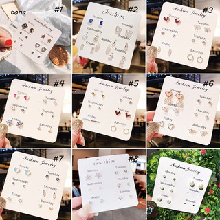 Tona พร้อมส่ง!ต่างหู แบบคลิปหนีบ สําหรับผู้หญิง 7 คู่