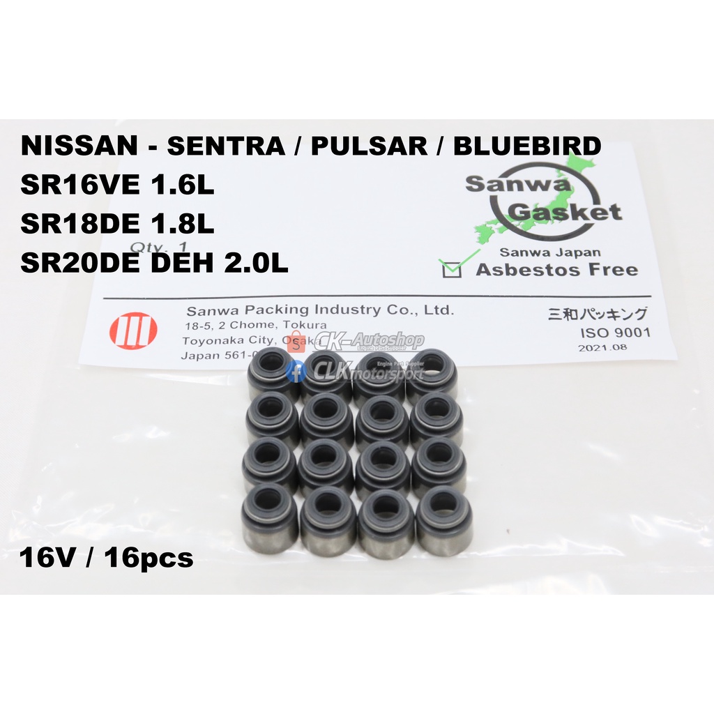 SANWA Japan Viton Valve Seal - Nissan SR16VE SR18DE SR20DE SR20DEH Bluebird Sunny Pulsar Serena Sent