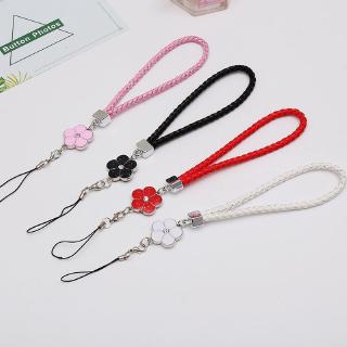 Mobile Phone Short Lanyard Handmade Woven Strap Camellia Hanging Chain Key Ring Pendant