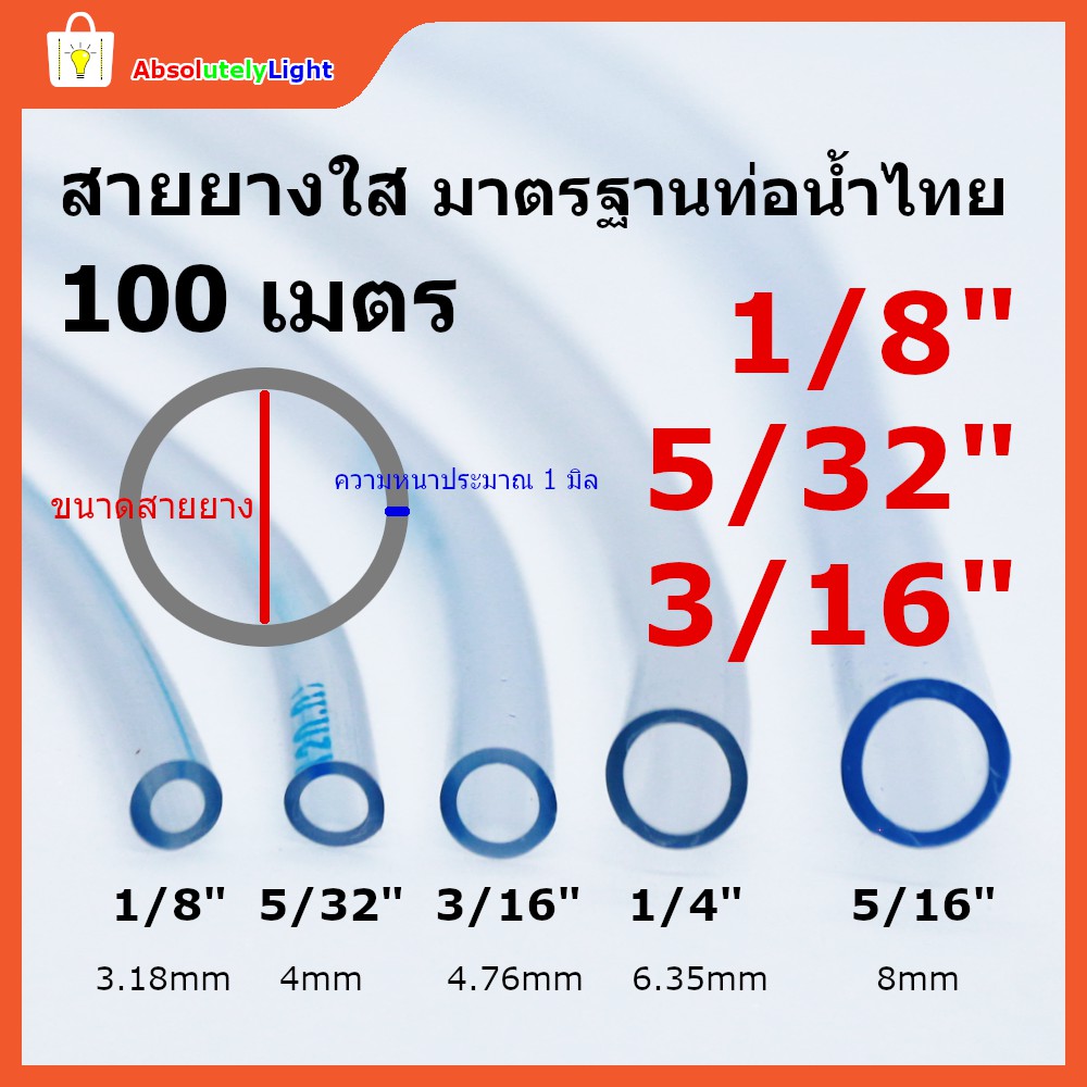 สายยางใส ท่ออ่อน PVC สายยางขนาดเล็ก 1/8 5/32 และ 3/16 หรือ 3มิล 4มิล 5มิล