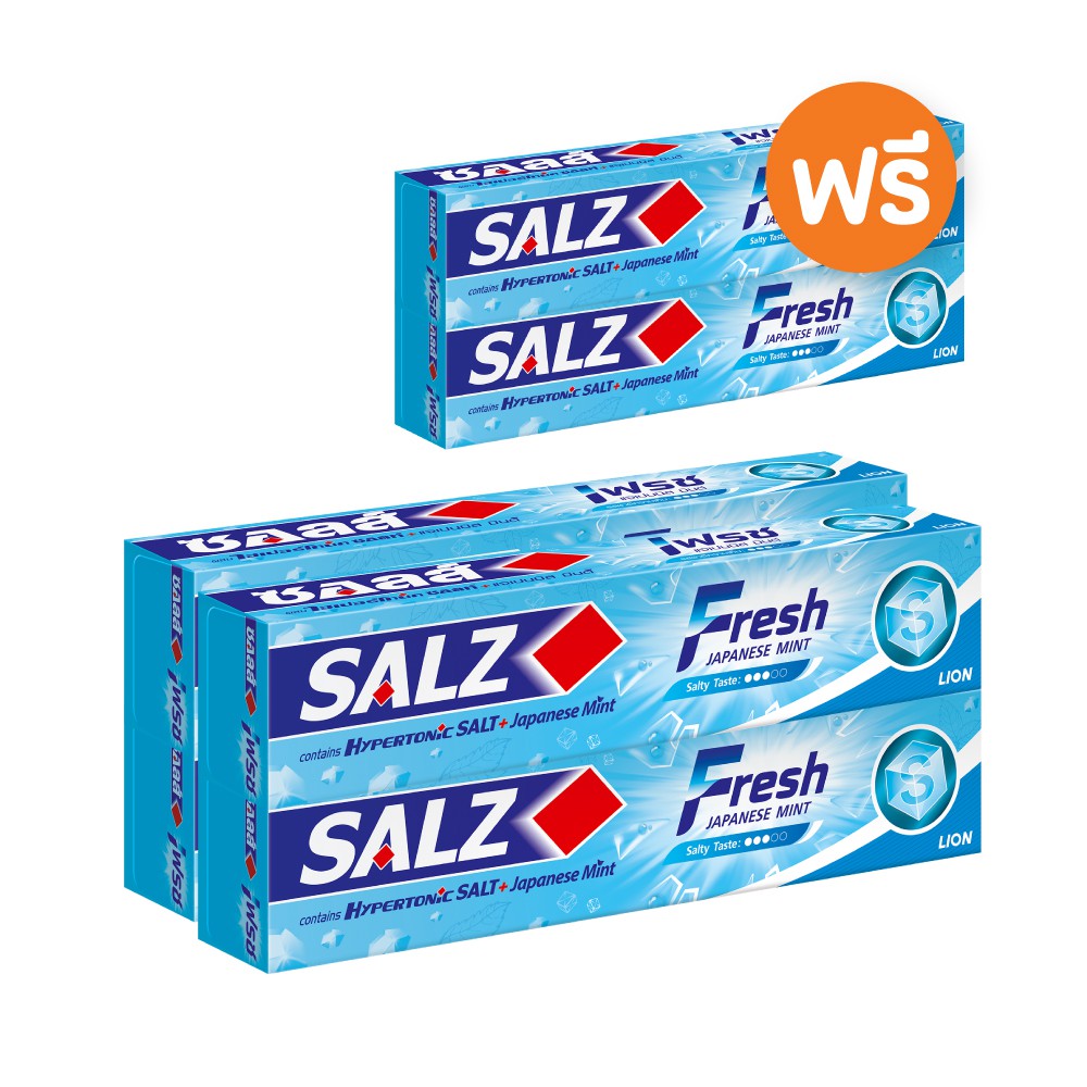 [ 4 ฟรี 2 ] SALZ ยาสีฟัน สูตรเกลือ ซอลส์ เฟรช แจเปนนิส มินต์ 160 กรัม