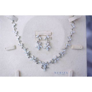 Neriza Jewelry/ชุดเครื่องประดับเจ้าสาวเพชรขาวล้วนเกรดพรีเมี่ยมประกายไฟเทียบเท่าเพชรแท้ รหัส NSW045 จัดส่งฟรีพร้อมกล่อง