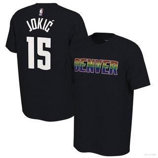 👕✨เสื้อยืดคอกลม แขนสั้น พิมพ์ลาย NBA Denver Nuggets Murray Jokic Jersey ทรงหลวม สําหรับผู้ชาย และผู้หญิง ใส่เล่นกีฬา เท