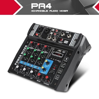 POWER MIXER มิกเซอร์ MINI 4CH ขยายเสียง200วัตต์ BLUETOOTH USBขายบ้า 4 Channel PA4 Mixer เครื่องขยายเสียง(รุ่น PA  4)