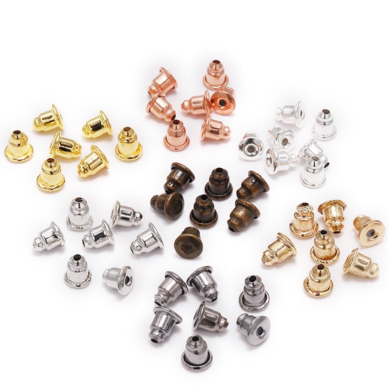 200ชิ้น แป้นต่างหูโลหะทรงกระสุน 5x6mm คุณภาพพรีเมียม สําหรับ DIY อะไหล่ทําต่างหู เครื่องประดับ แข็งแรงทนทาน