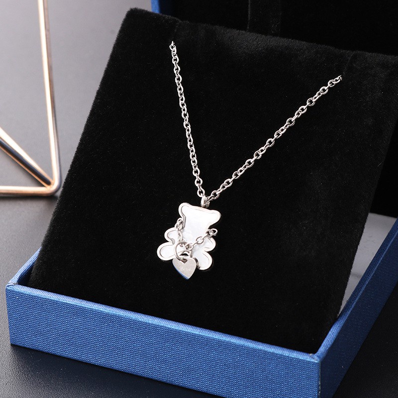 น่ารักน่ารักหมีสร้อยคอจี้ขนาดเล็กสุภาพสตรีแฟชั่นทุกการแข่งขันสแตนเลสกระดูกไหปลาร้าโซ่เครื่องประดับ - รูปที่ 2