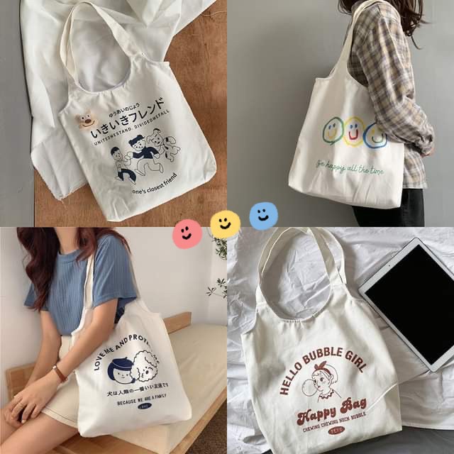 ꒰ พร้อมส่ง 21 ลาย ꒱ กระเป๋าผ้า HELLO ෆ (MN029)