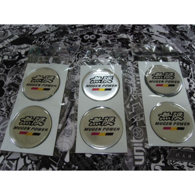 สติ๊กเกอร์ เทเรซิ่นนูน อย่างดี MUGEN POWER , JAZZ ติดรถ แต่งรถ ติดดุมล้อ HONDA ฮอนด้า sticker วงกลม กลม เงิน ติดพวงมาลัย