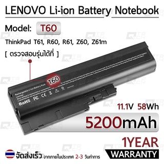 รับประกัน 1 ปี แบตเตอรี่ โน้ตบุ๊ค แล็ปท็อป Lenovo 5200mAh Battery ThinkPad T60 R60 92P1133 92P1137 92P1138 42T4511