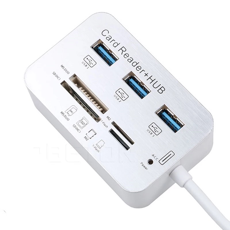 Mini USB 3.0 HUB + เครื่องอ่านการ์ดความเร็วสูง USB HUB พร้อม MS/SD/M2/ TF Card Reader 3 พอร์ต USB Splitterสำหรับแล็ปท็อป
